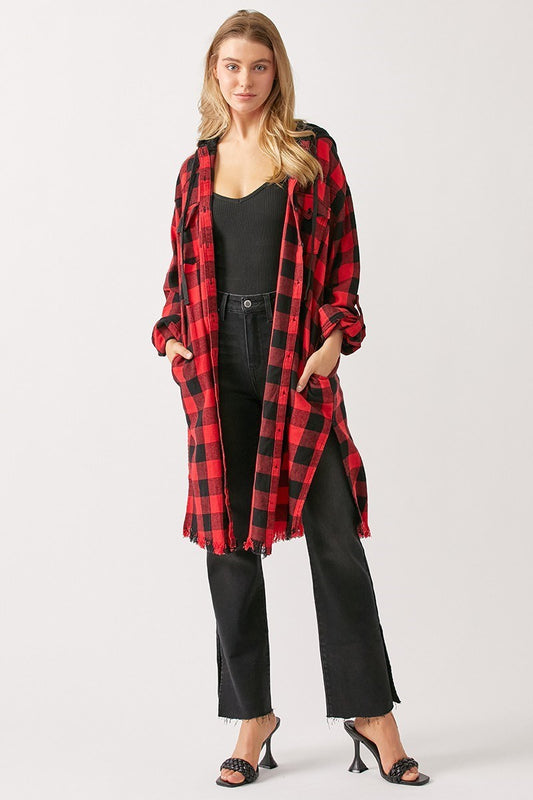 FLANNEL SHIRT JACKET W/ HOODIE