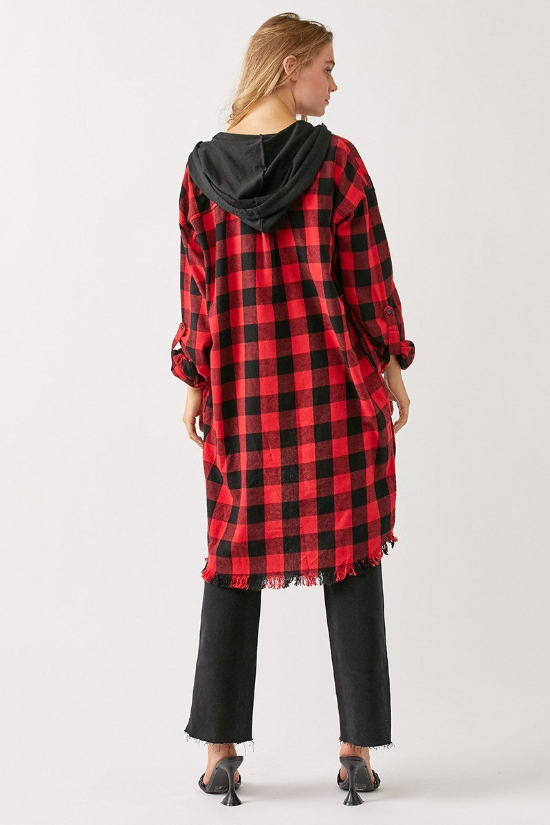 FLANNEL SHIRT JACKET W/ HOODIE