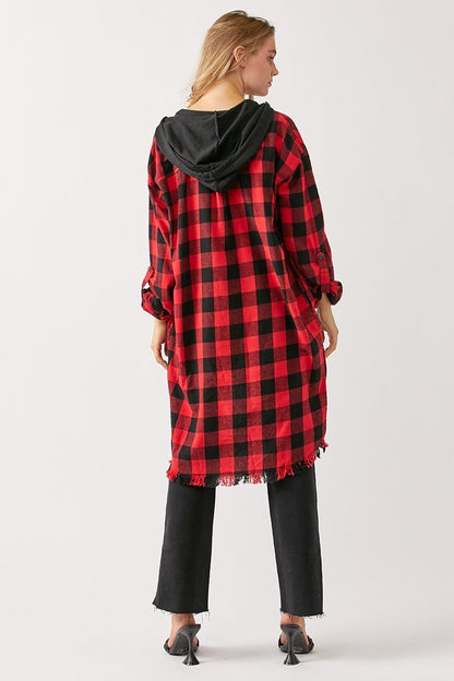 FLANNEL SHIRT JACKET W/ HOODIE