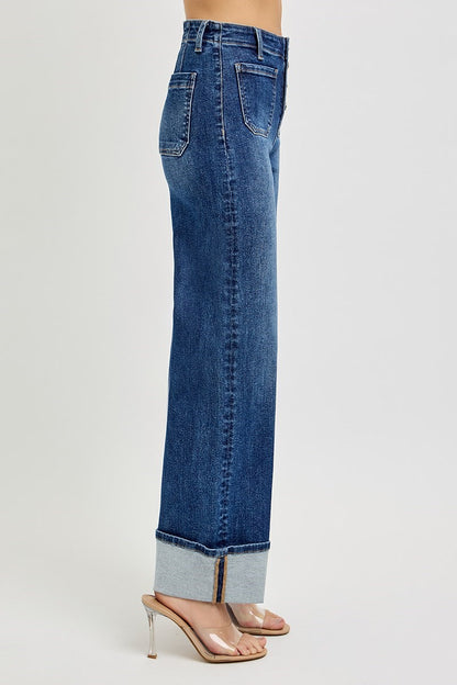 RISEN BUTTON CUFFED JEANS