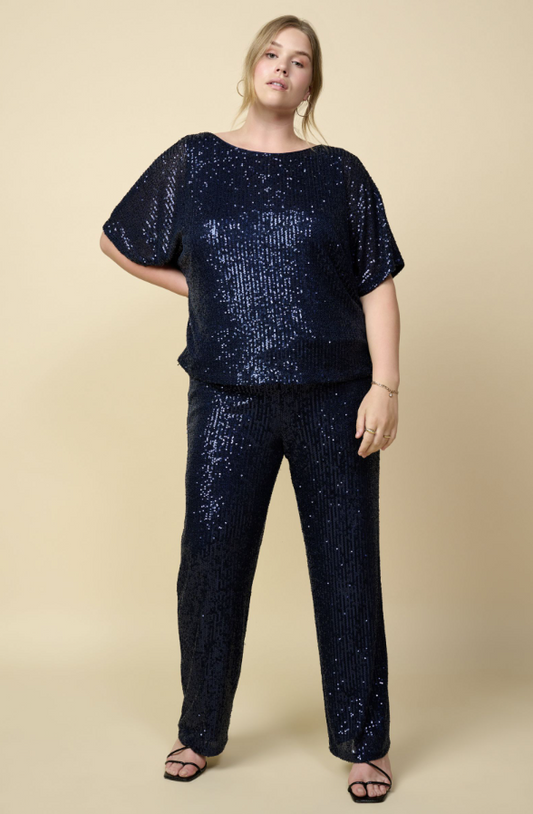 SEQUINED BATWING SLEEVE TOP