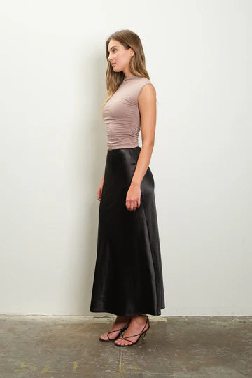 SATIN SLIP MIDI SKIRT