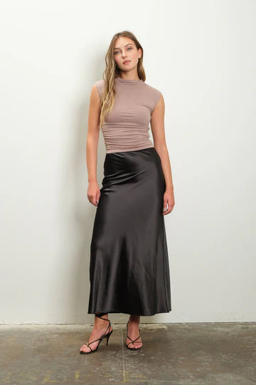 SATIN SLIP MIDI SKIRT