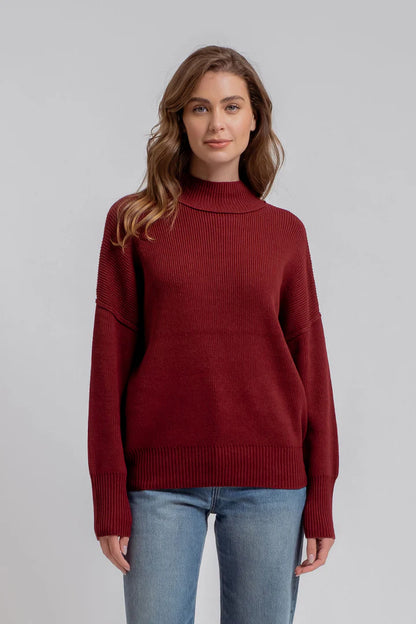 Mock Neck Ribbed Sweater