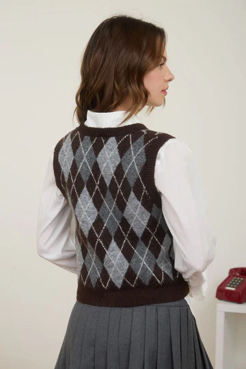 ARGYLE CARDIGAN VEST