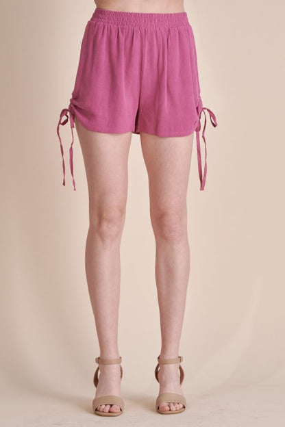 Ruched Linen Shorts