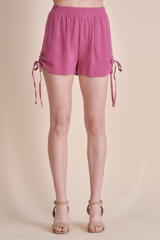 Ruched Linen Shorts
