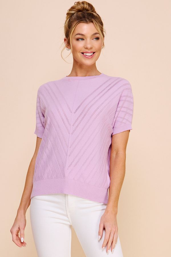 Chevron Pointelle Sweater