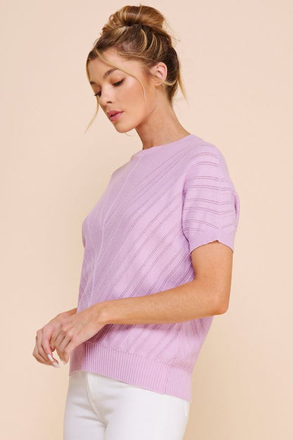 Chevron Pointelle Sweater
