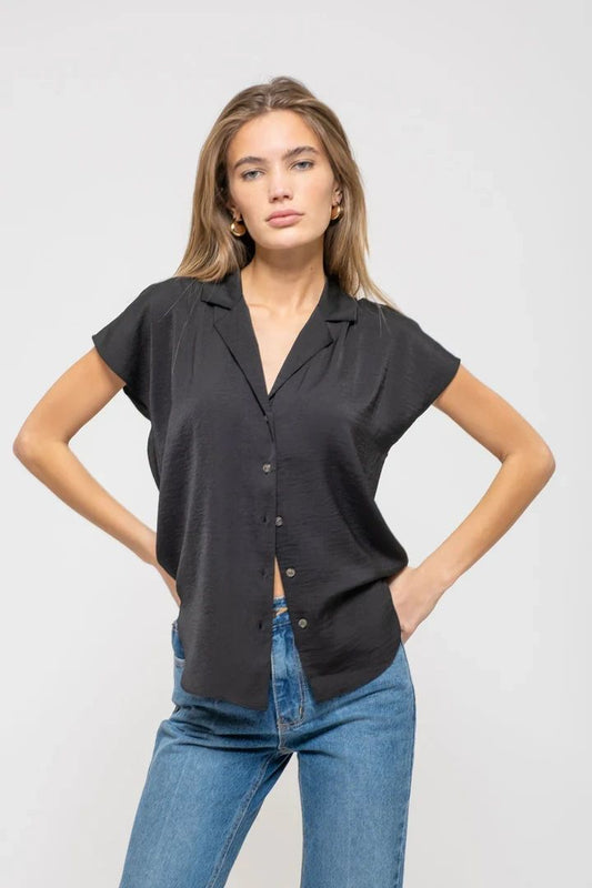 SATIN BUTTON UP TOP