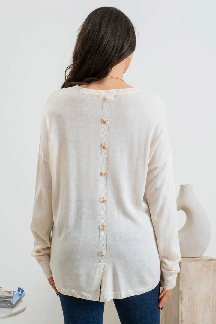 BACK BUTTON SWEATER