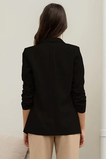 RUCHED SLEEVE BLAZER