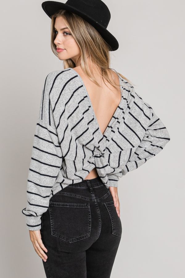 Back Top Tie Sweater