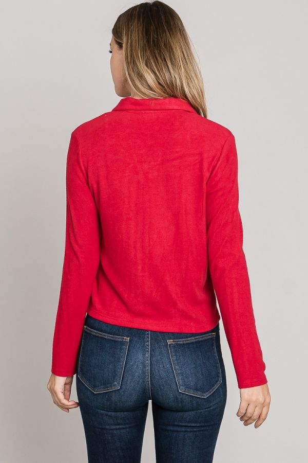 Brushed Knit Button Up