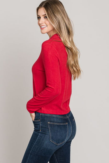 Brushed Knit Button Up