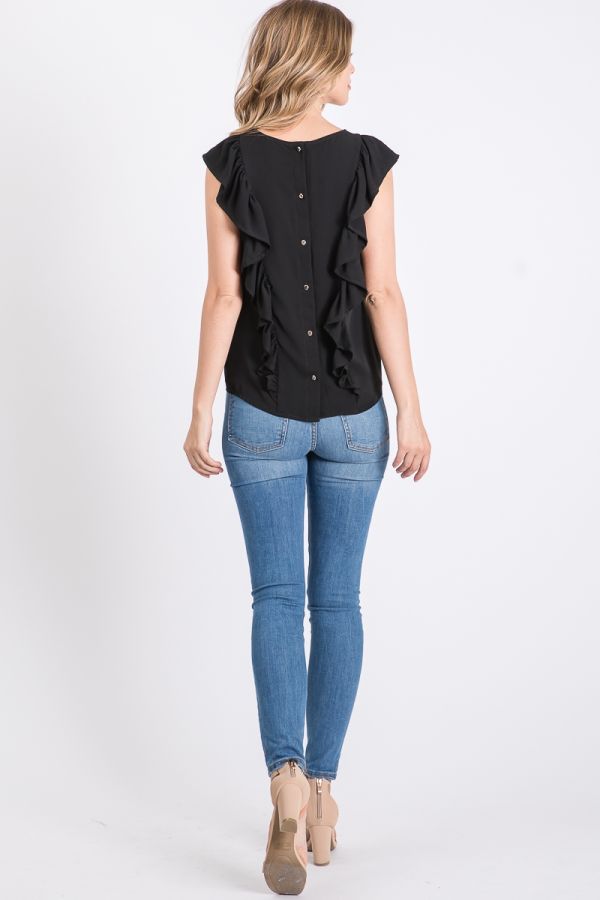 Front Tie Ruffle Top